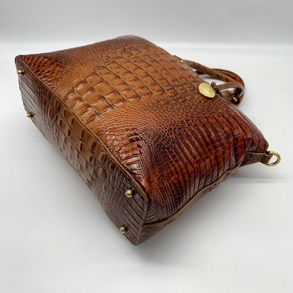 Brahmin Pecan Melbourne Croc Embossed Duxbury Domed Satchel - Picture 9 of 10